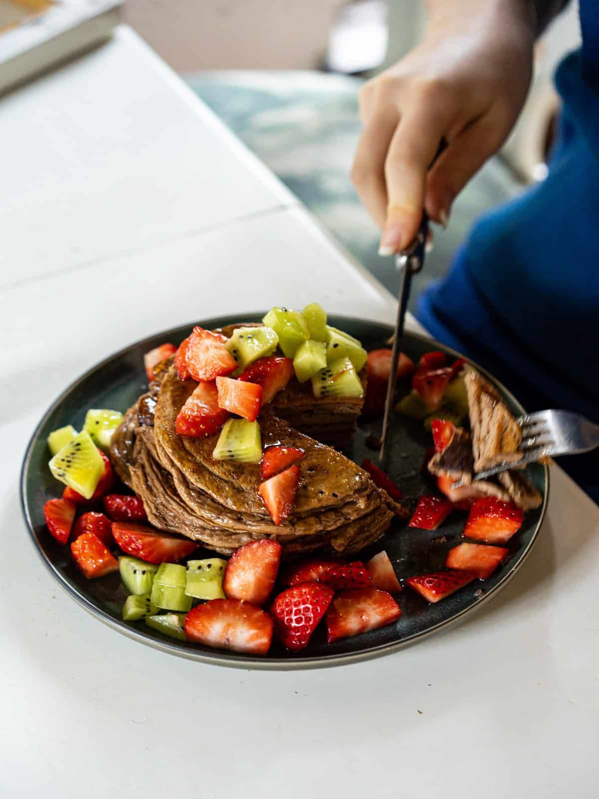 chocolate protien powder pancakes
