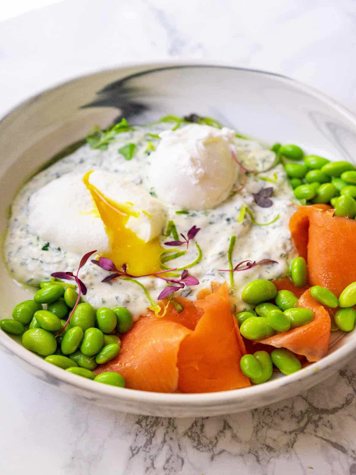 protein breafast bowl with greek yogurt and salmon
