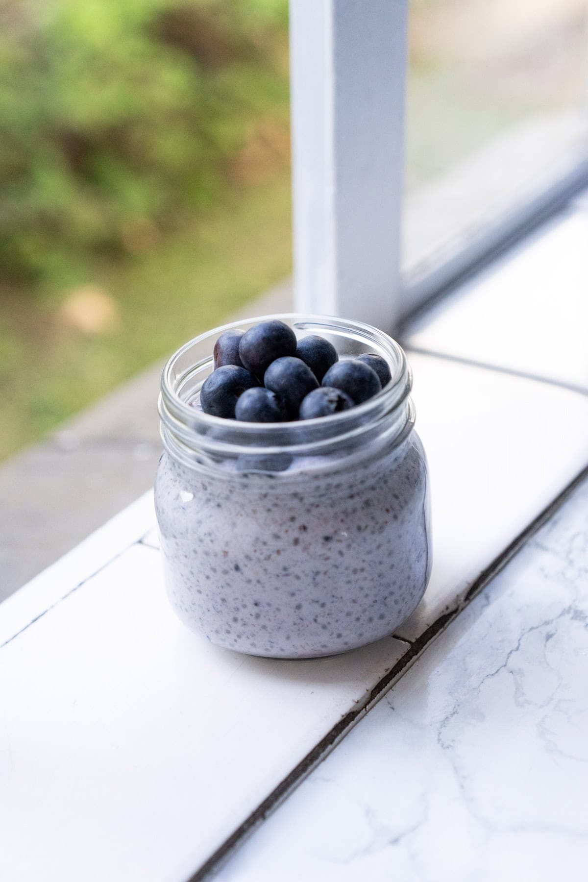 Chia and flax seed pudding in jar