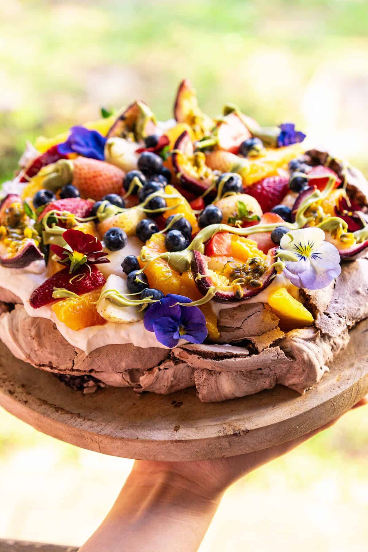 chocolate strawberry pavlova
