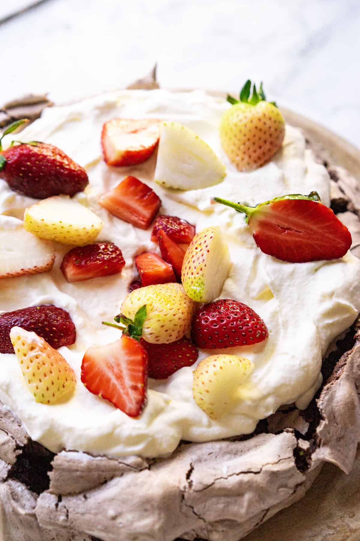 Strawberry chocolate pavlova