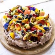 Berry pavlova on plate