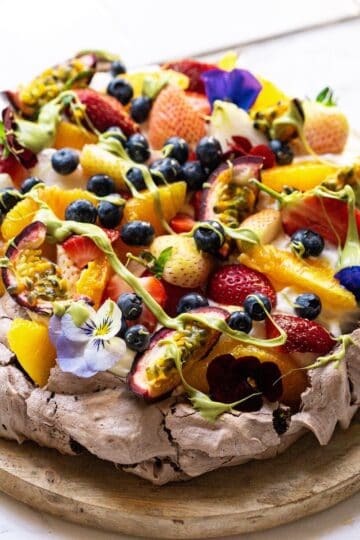 Berry pavlova on plate