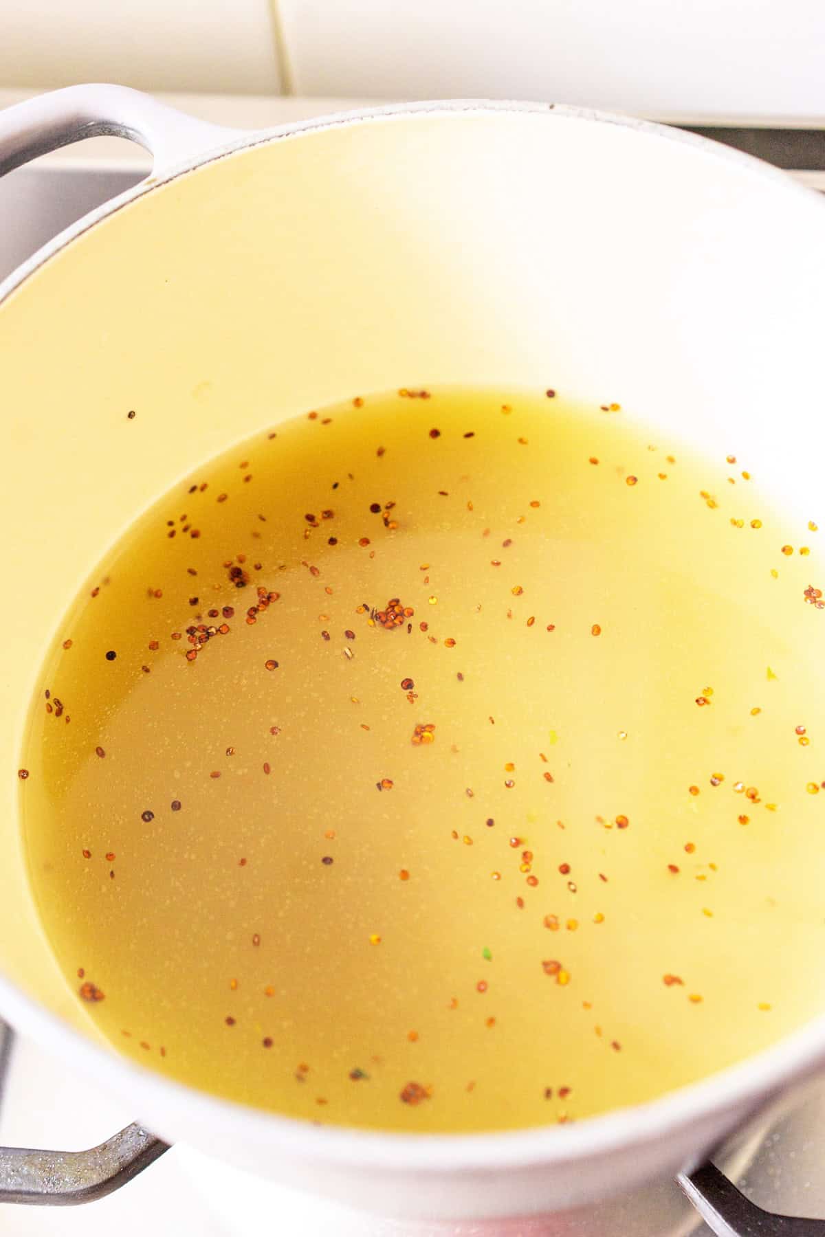 Chicken broth in pot
