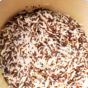 Rice and quinoa in pot