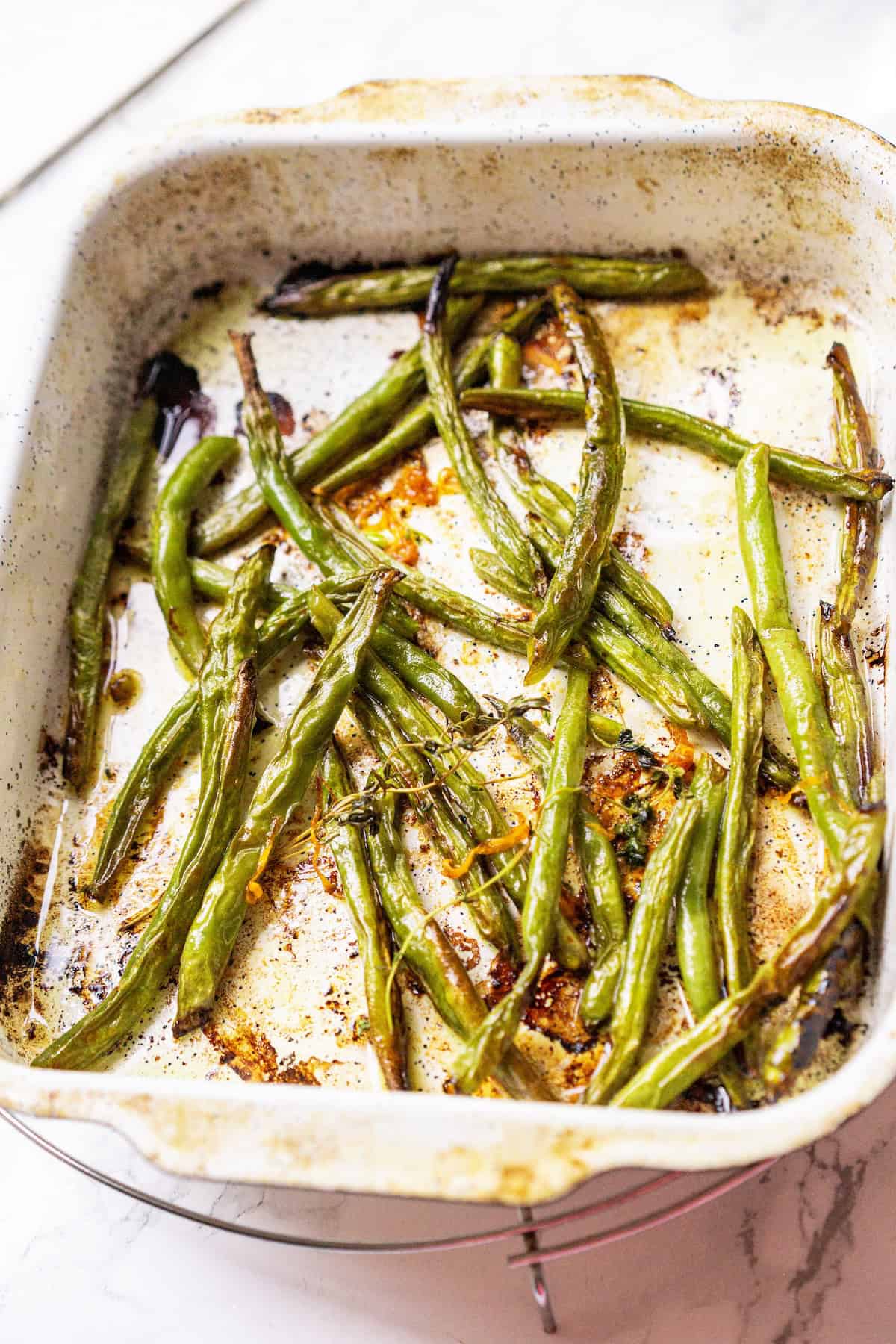 Roast frozen green beans with orange