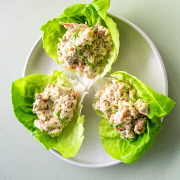3 lettuce cups with chicken salad
