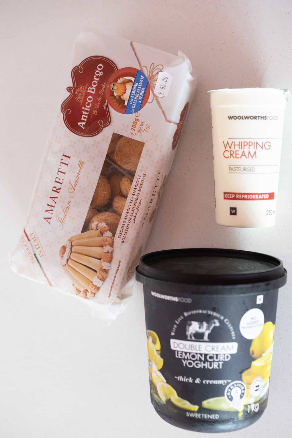 lemon yogurt dessert with amaretti biscuits