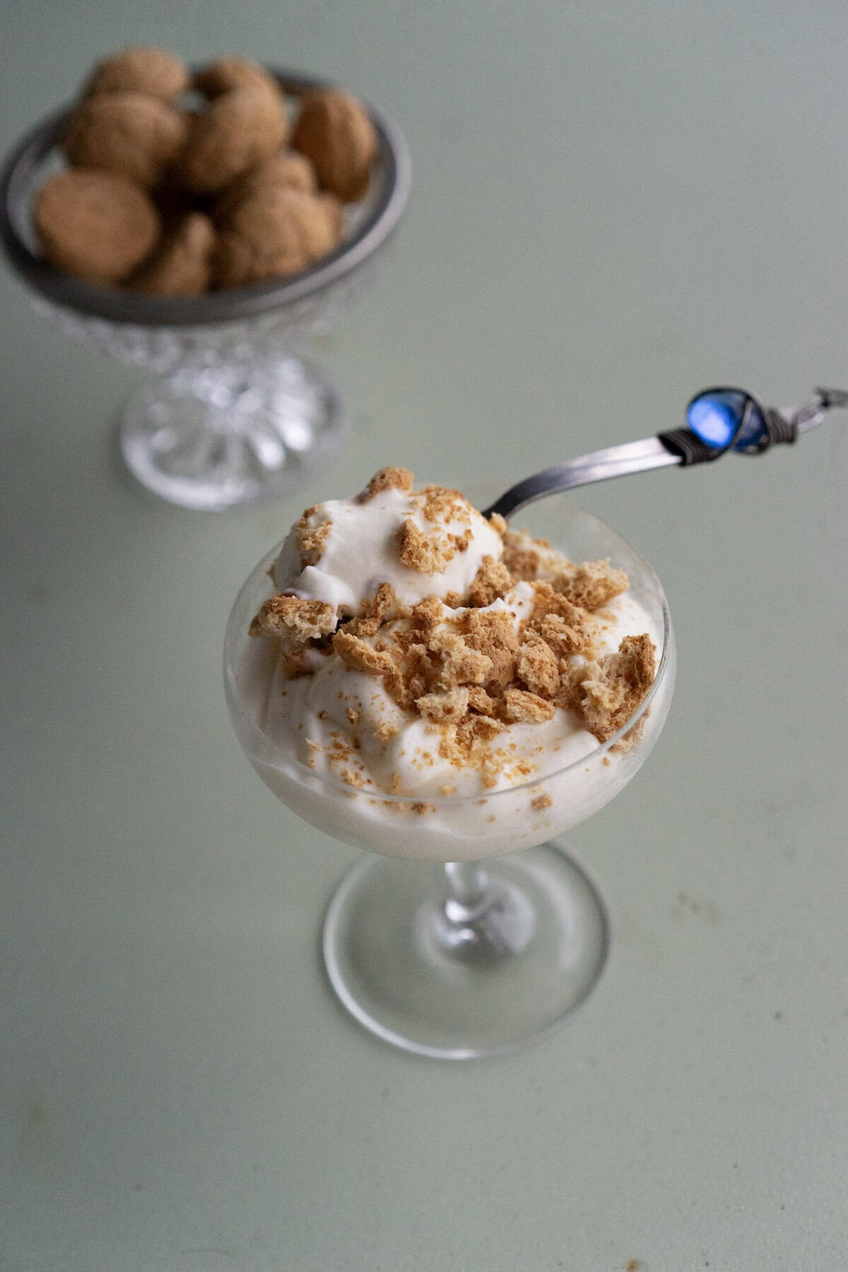 lemon yogurt dessert with amaretti biscuits