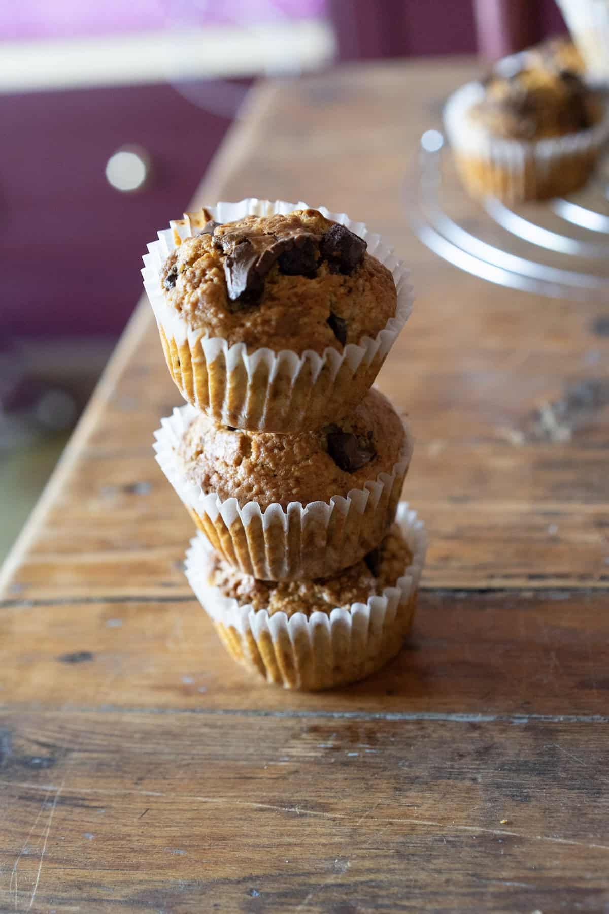 chocolate chip sourdough muffins